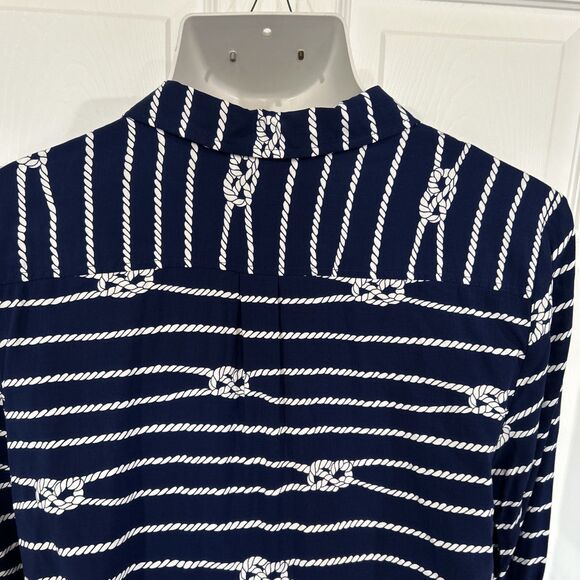 Talbots Nautical Sailor Knot Blue Tunic Blouse Top Womens XL Petite - Picture 11 of 13